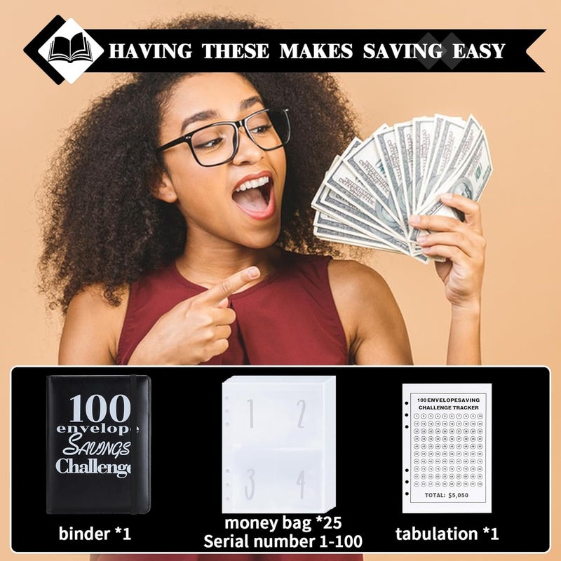 NICOOTH 100 Envelopes Money Saving Binder A5 Savings Challenge Book Easy and Fun Way to Save $5050 - Image 5